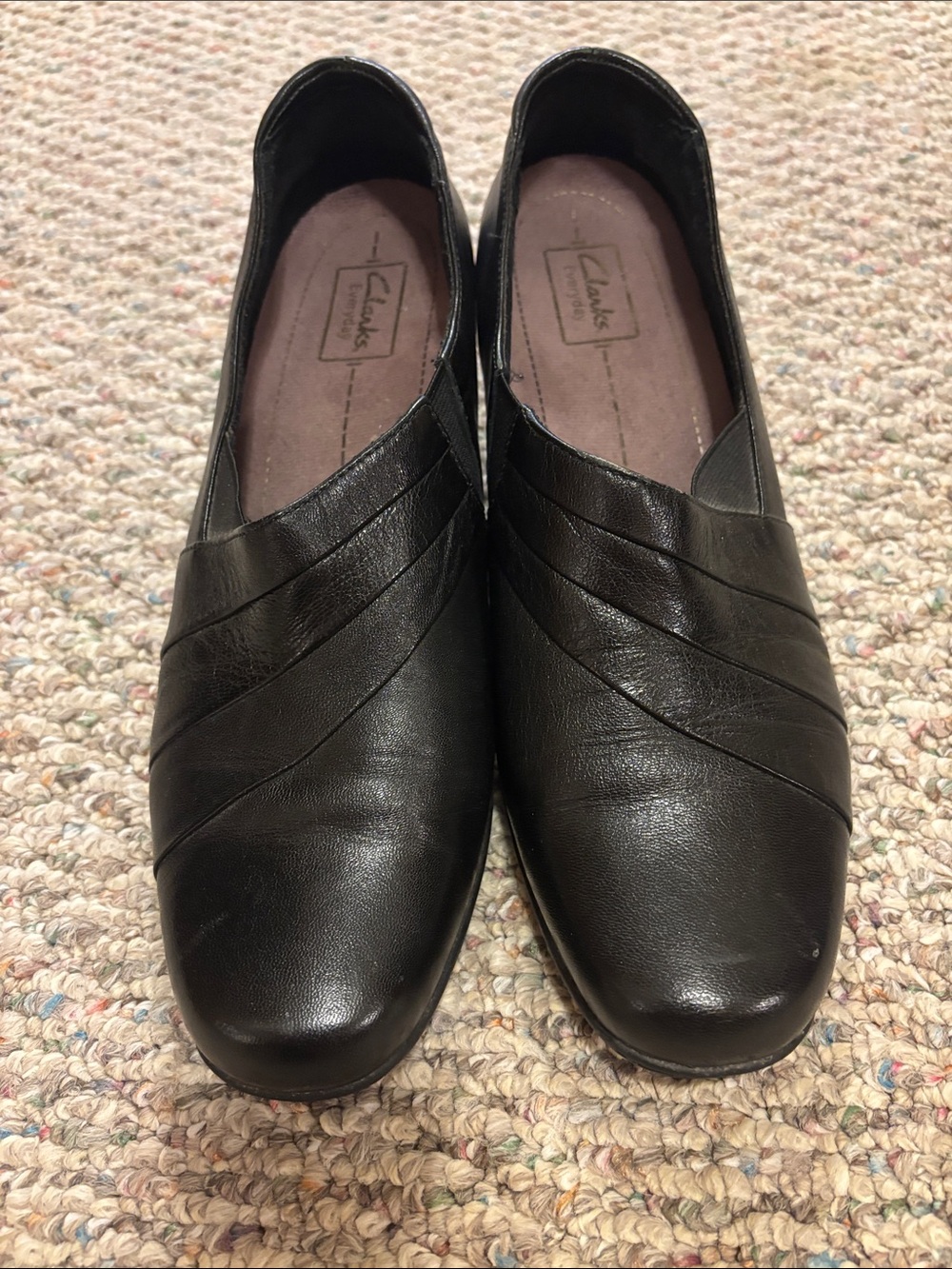 Clarks Black Leather Slip-On Low Heel Pumps - Picture 7 of 7